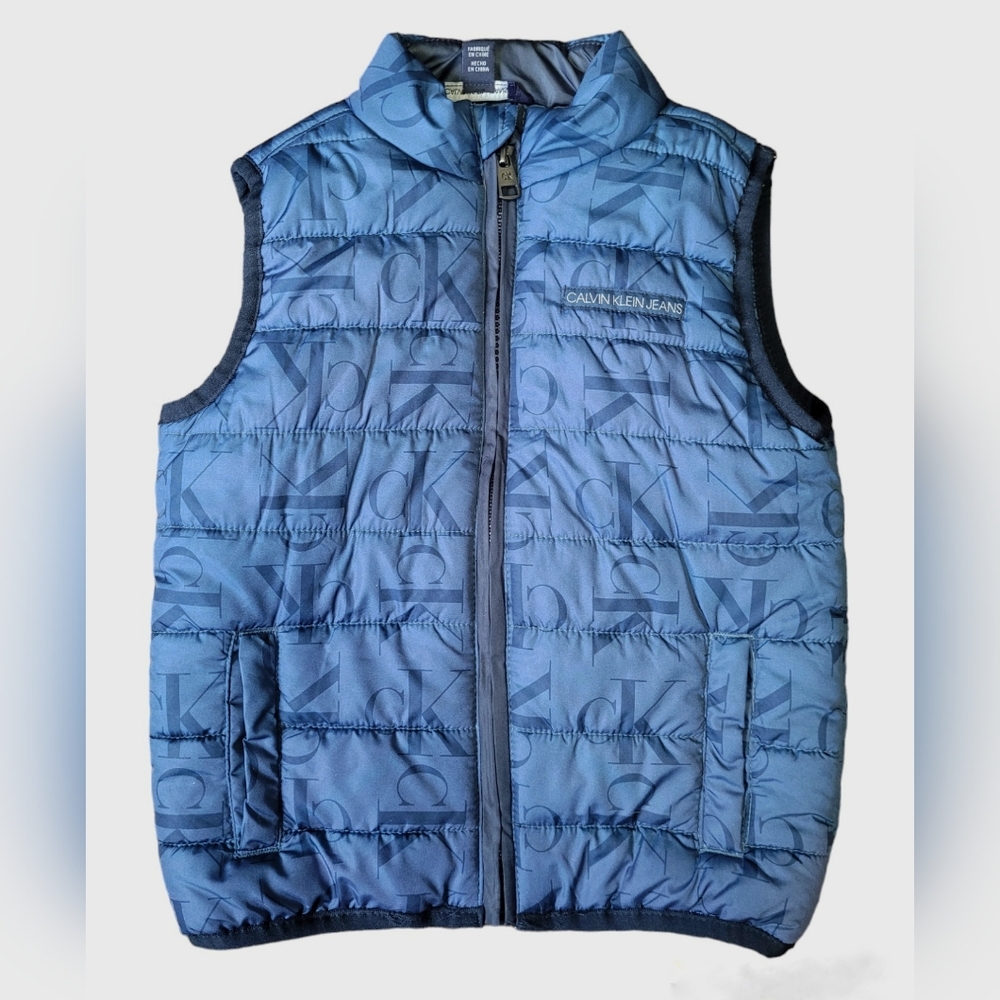 Calvin Klein blue zip up puffer vest